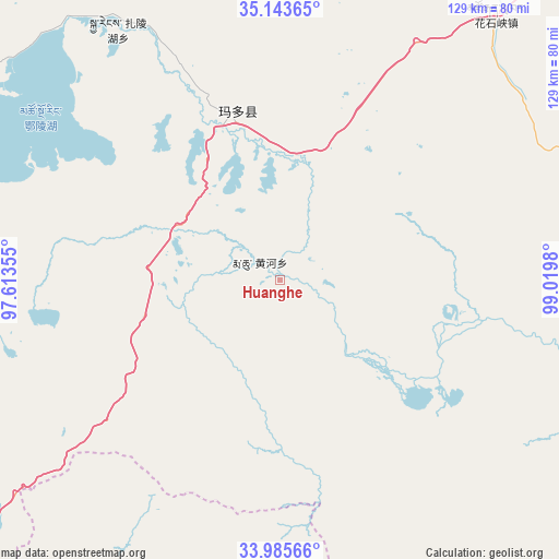 Huanghe on map