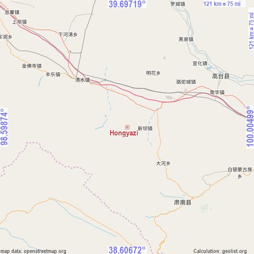 Hongyazi on map