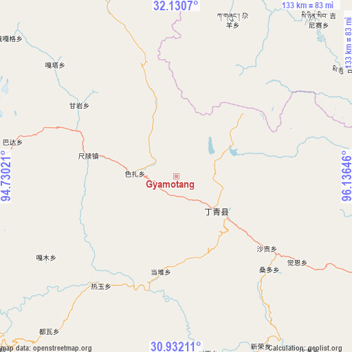 Gyamotang on map