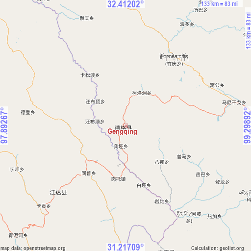 Gengqing on map