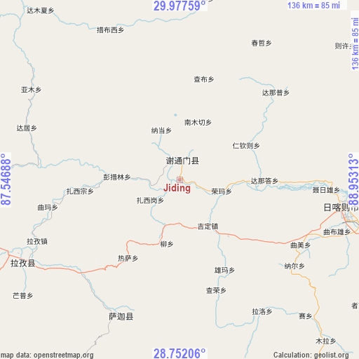 Jiding on map