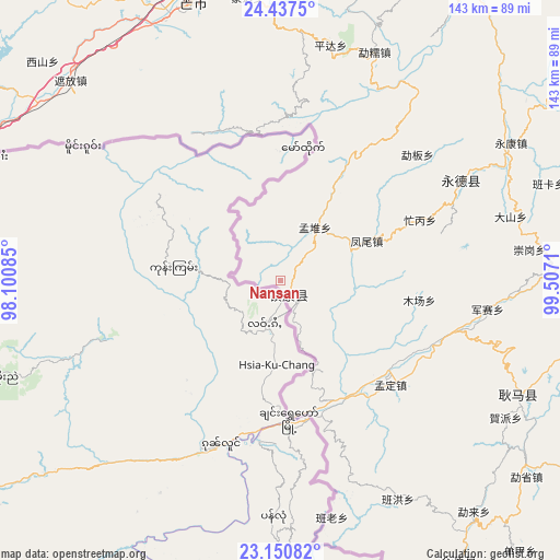 Nansan on map