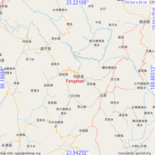 Fengshan on map