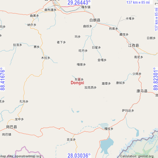 Dongxi on map