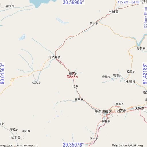 Dêqên on map