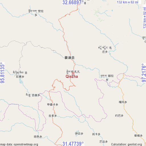 Qiezha on map