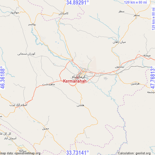 Kermanshah on map