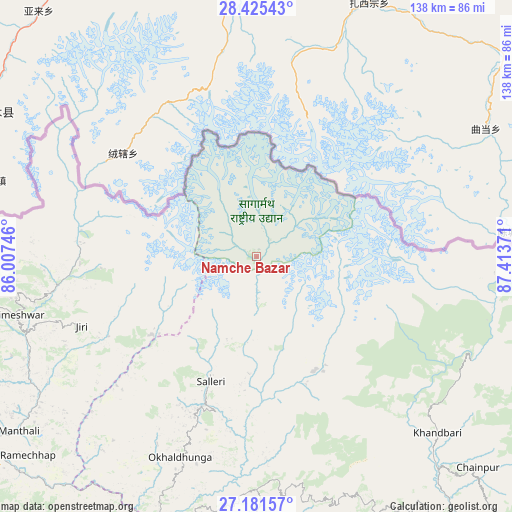 Namche Bazar on map