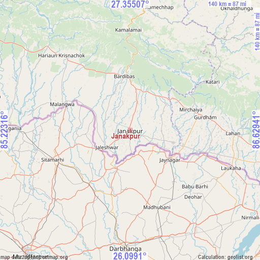 Janakpur on map