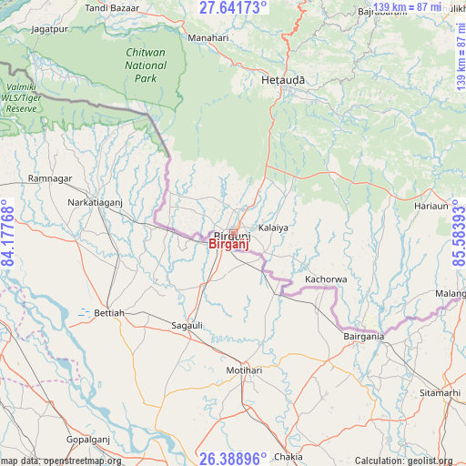 Birgañj on map