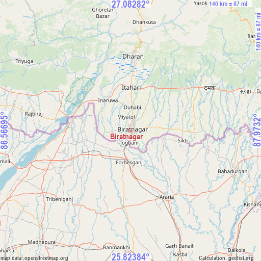 Biratnagar on map