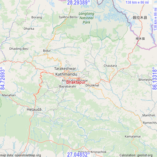 Bhaktapur on map