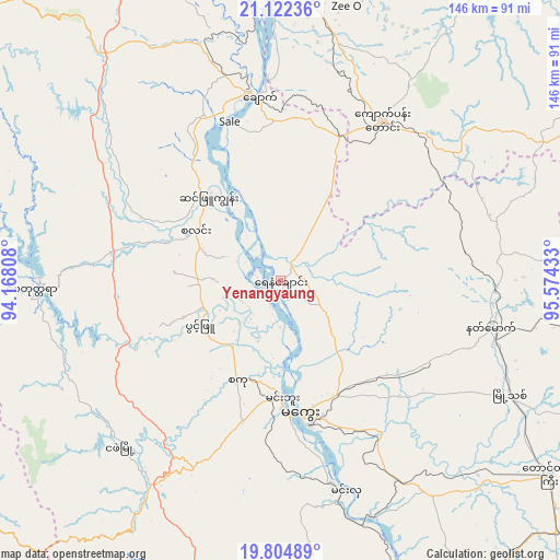 Yenangyaung on map