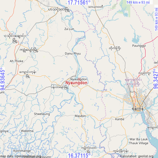 Nyaungdon on map