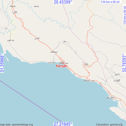 Kangān on map