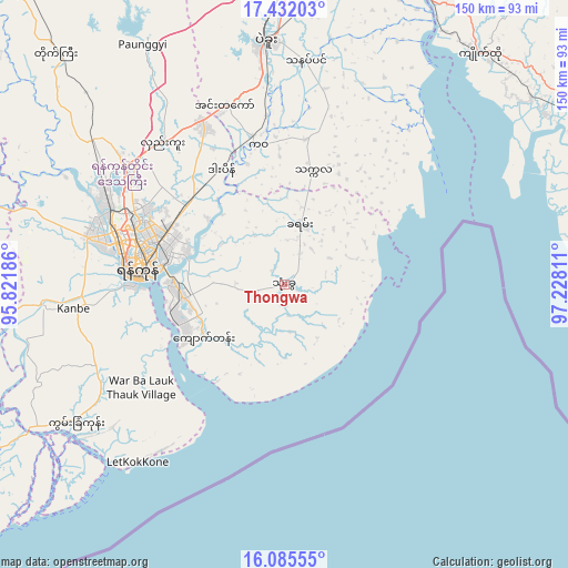 Thongwa on map