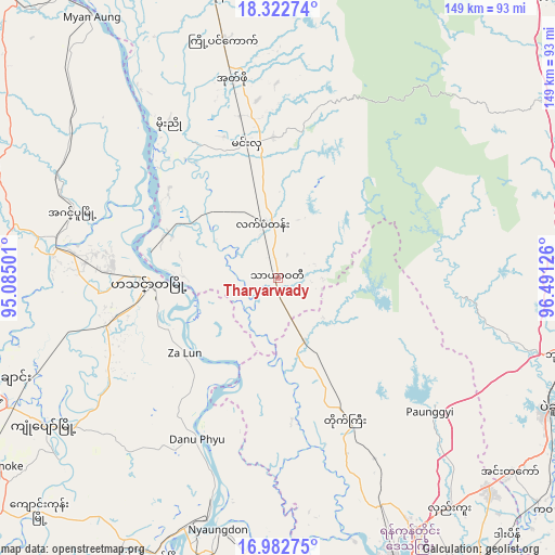 Tharyarwady on map