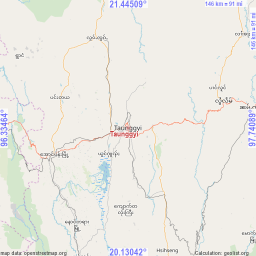 Taunggyi on map