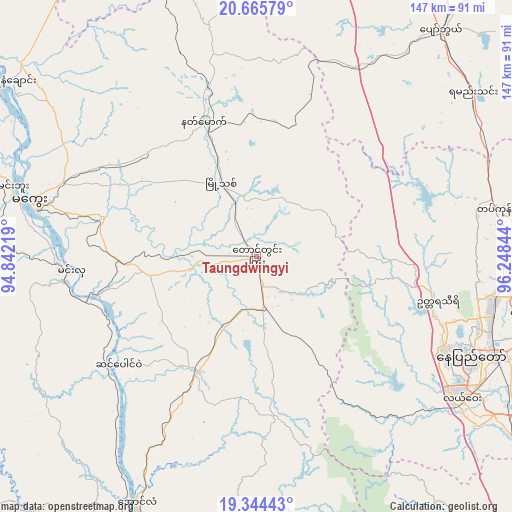 Taungdwingyi on map