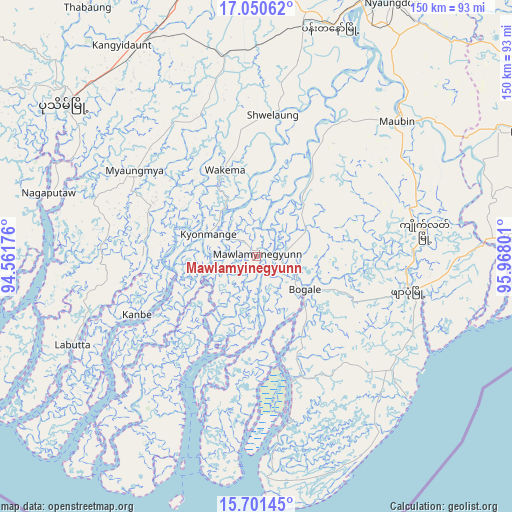 Mawlamyinegyunn on map