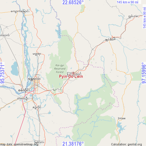 Pyin Oo Lwin on map