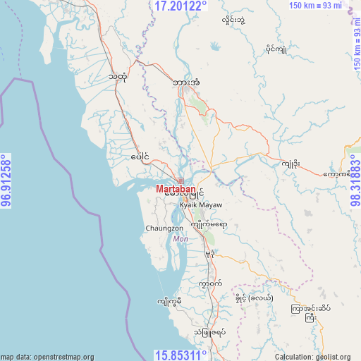Martaban on map