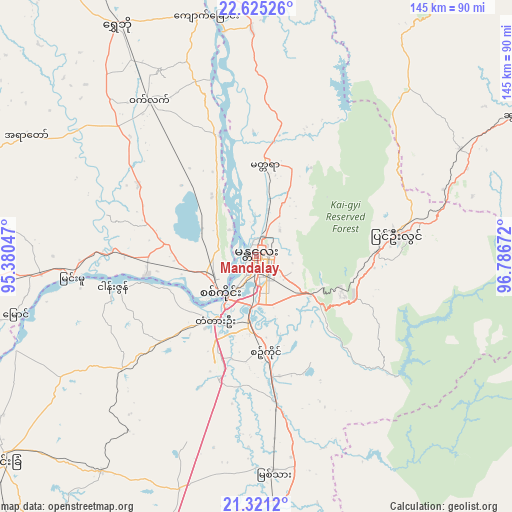 Mandalay on map