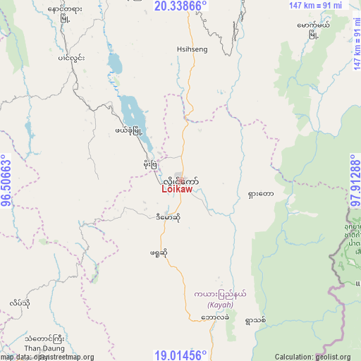 Loikaw on map