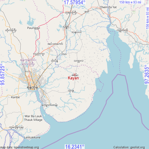 Kayan on map