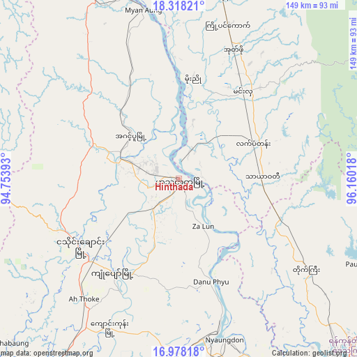 Hinthada on map