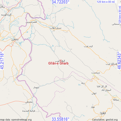 Gīlān-e Gharb on map