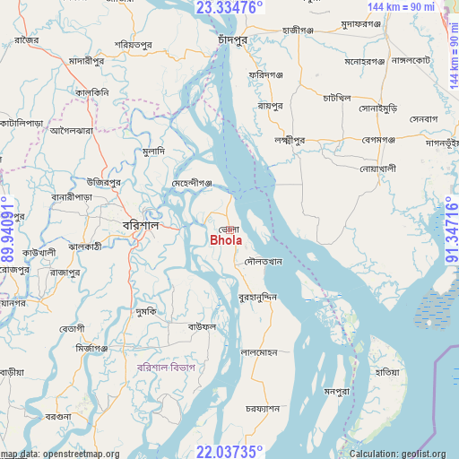 Bhola on map