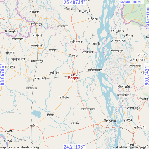 Bogra on map