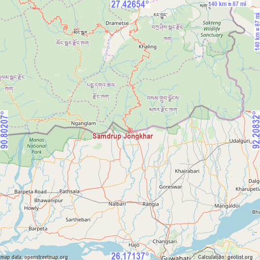 Samdrup Jongkhar on map