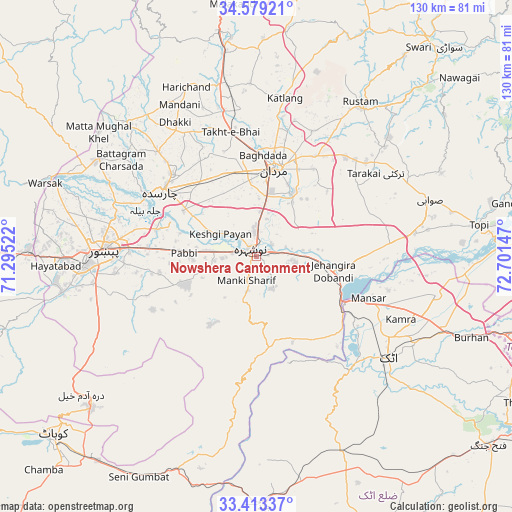 Nowshera Cantonment on map