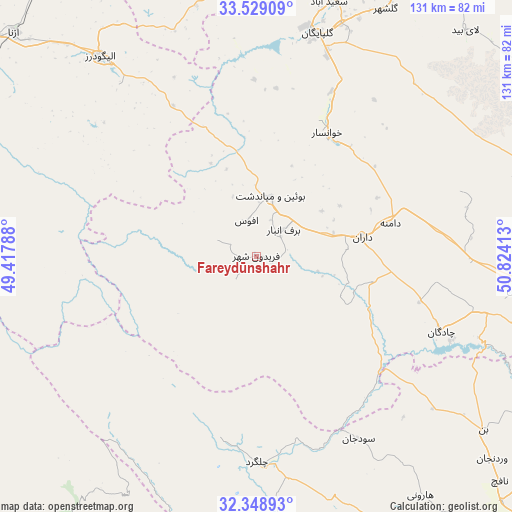 Fareydūnshahr on map