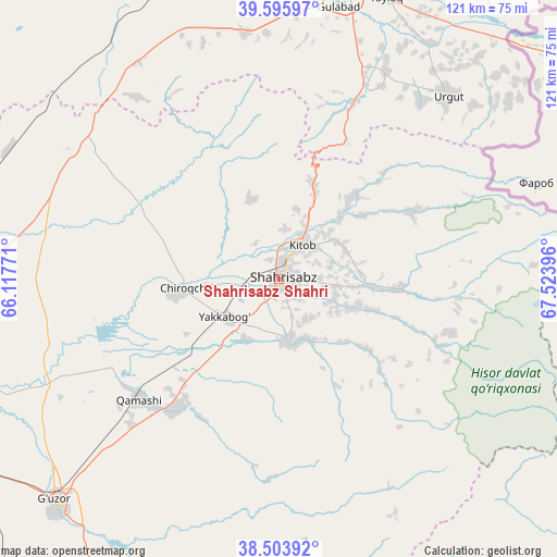 Shahrisabz Shahri on map