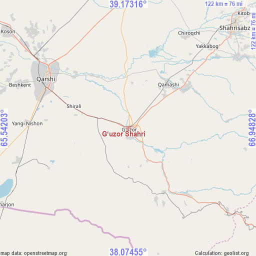 G‘uzor Shahri on map