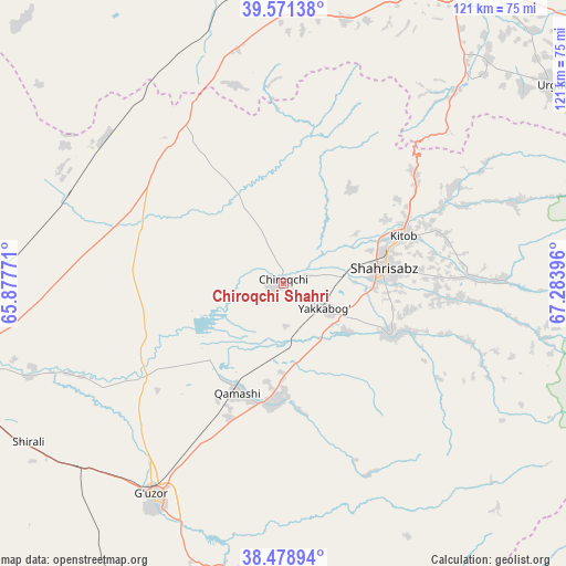 Chiroqchi Shahri on map