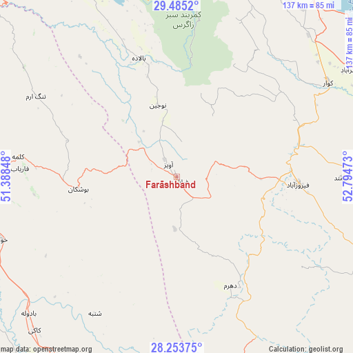 Farāshband on map