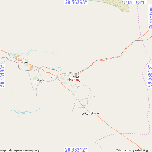 Fahraj on map