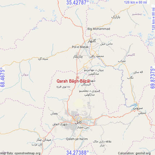 Qarah Bāgh Bāzār on map