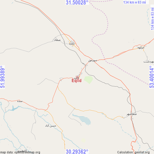 Eqlīd on map