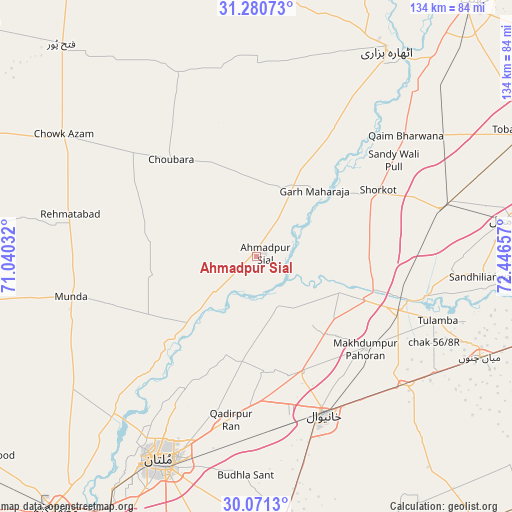 Ahmadpur Sial on map