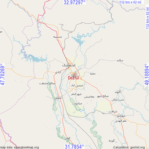 Dezful on map