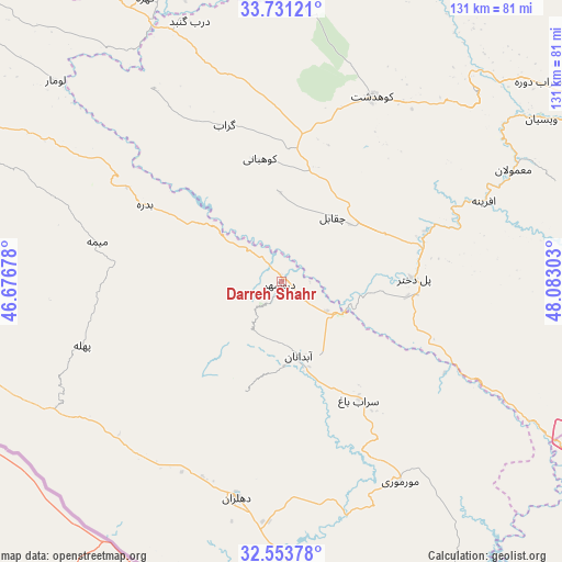 Darreh Shahr on map