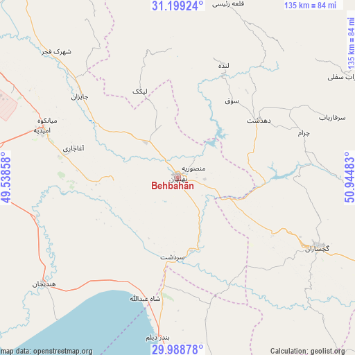 Behbahān on map