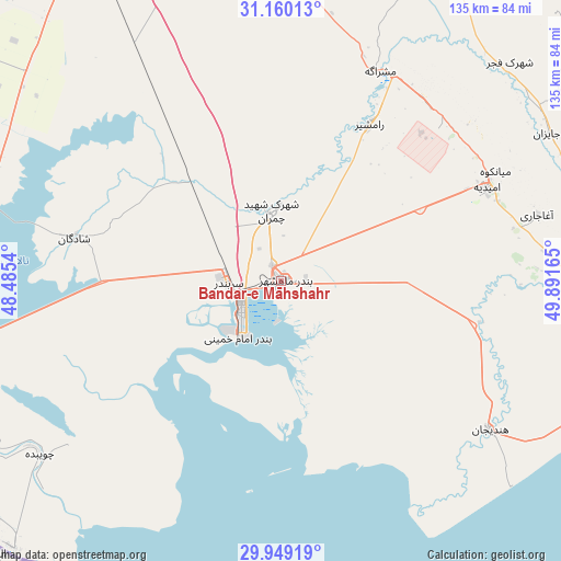 Bandar-e Māhshahr on map