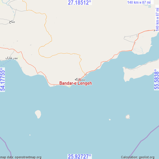 Bandar-e Lengeh on map