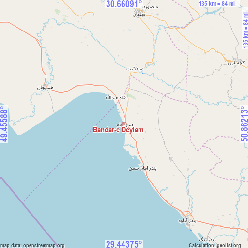 Bandar-e Deylam on map